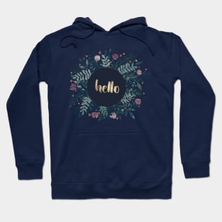 Hello flowers and branches - grey green and garnet Hoodie